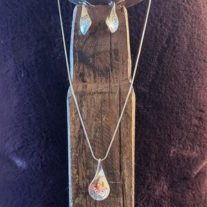Brighton Silver and Gold Teardrop Necklace Set